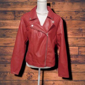 Red Faux Leather Jacket